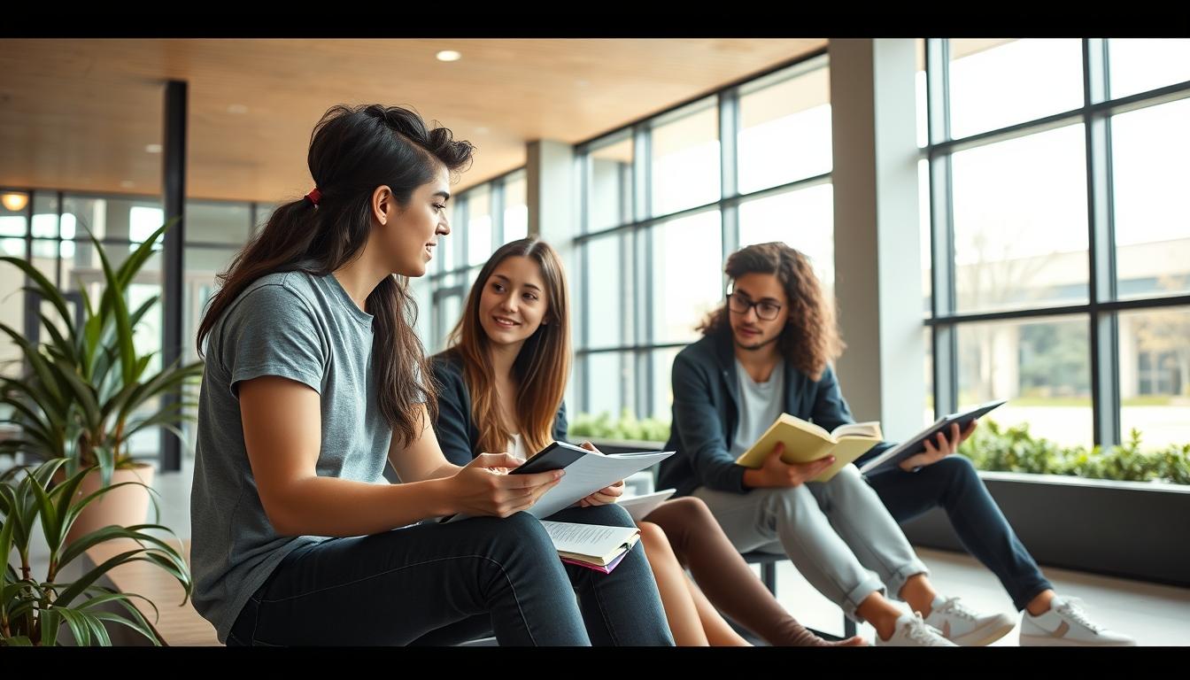 Student using learning strategies while studying